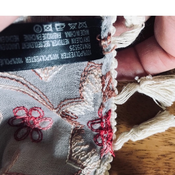 Embroidered Scarf/ Beach Cover Up/ Shawl - Picture 5 of 7